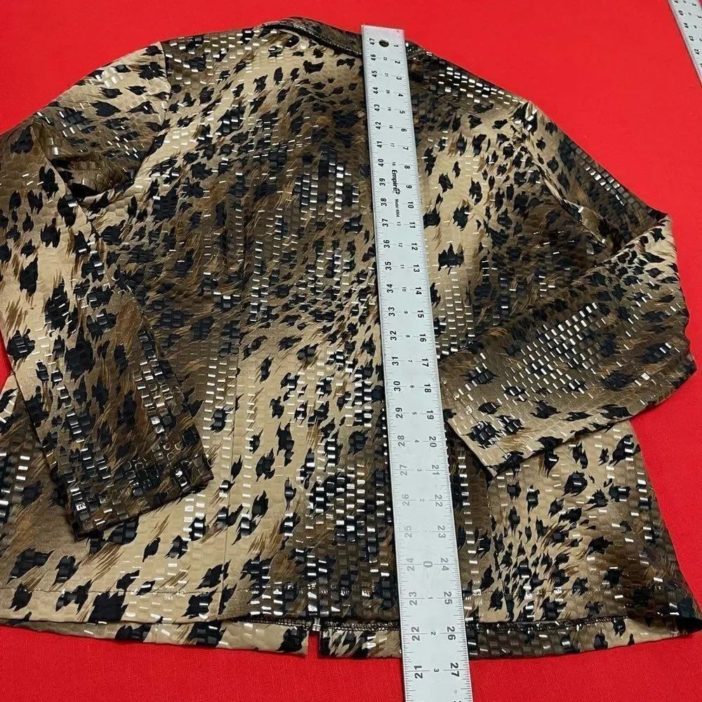 Exclusively Misook Leopard Print Full Zip Jacket Size Large - Picture 7 of 9